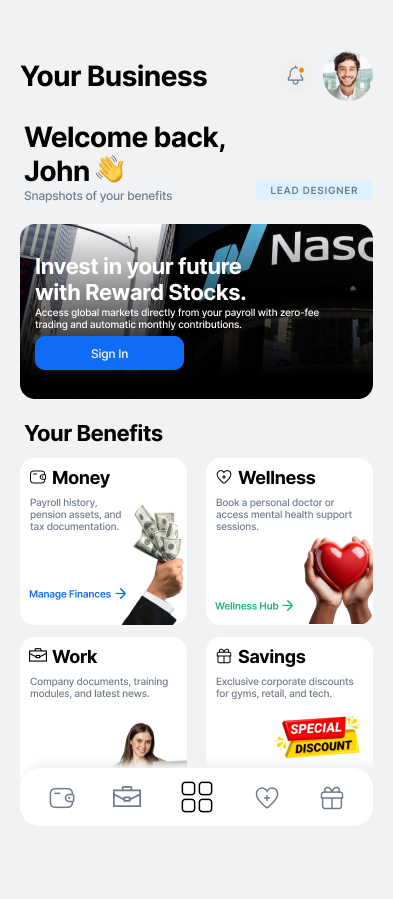 Mobile App Main Dashboard