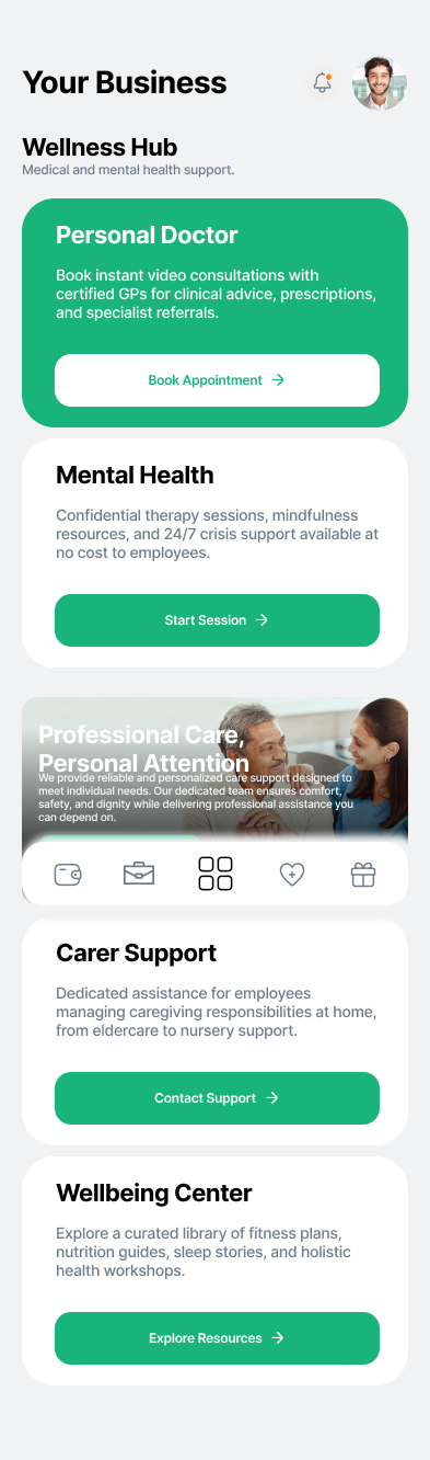 Mobile App Wellness Screen